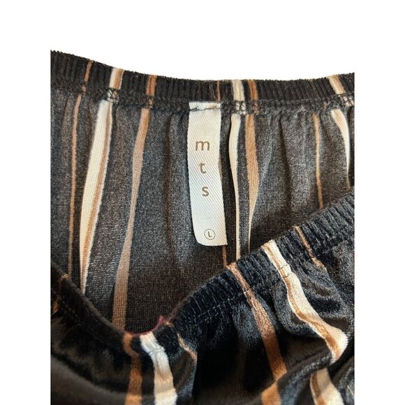 Striped On or Off Shoulder Dress Women’s Size L Black‎ & Beige mts - Picture 4 of 5